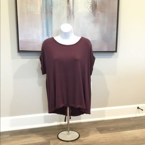 Loft short sleeve purple shirt with waste tie Sz M